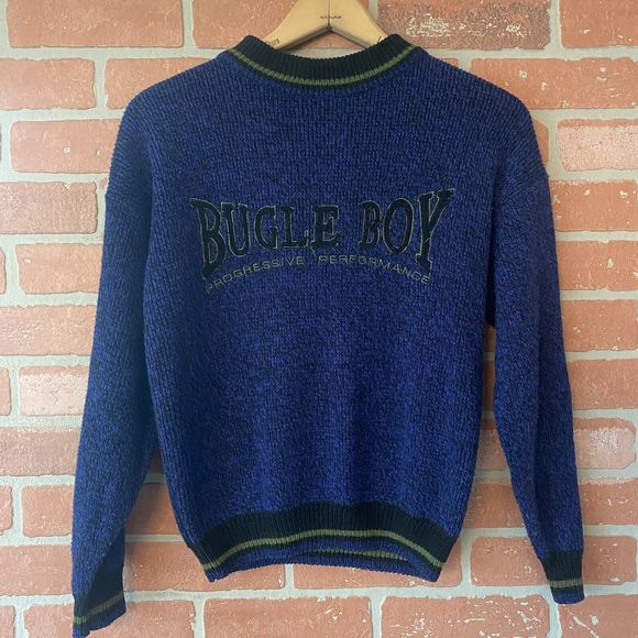 Vintage Bugle Boy Pullover Sweater Kids Boys Blue Long Sleeve - No Size Tag - Picture 1 of 6